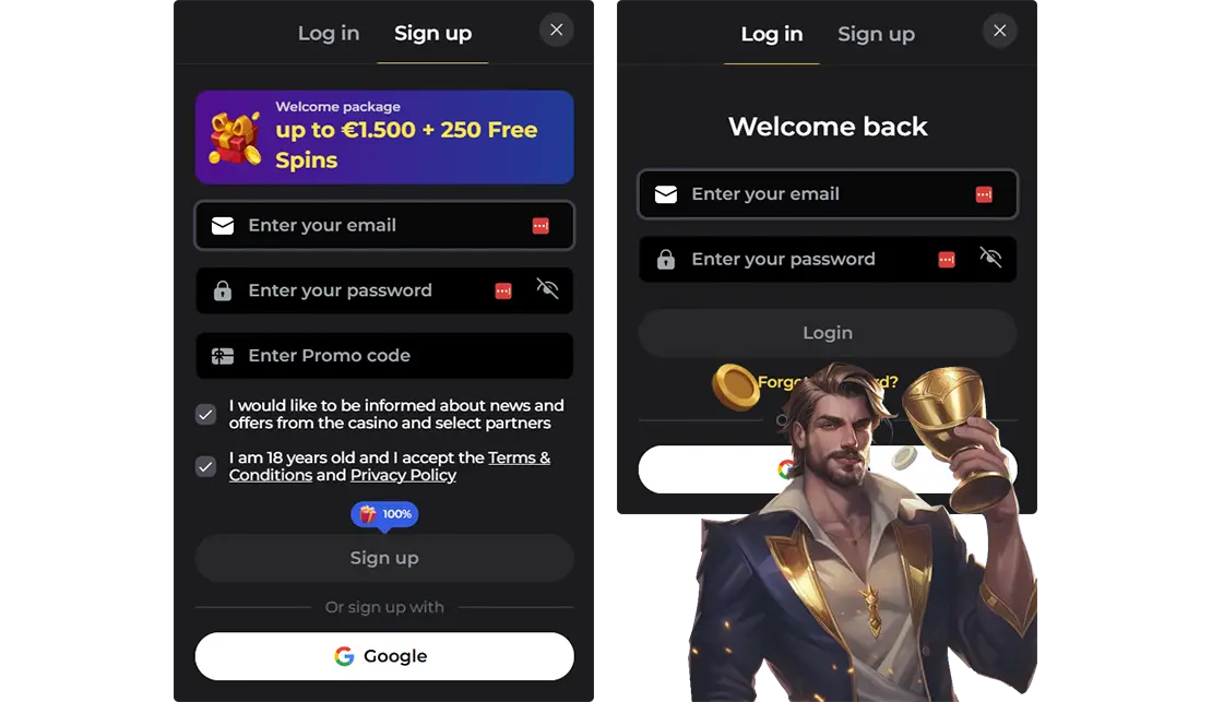 VipZino Registration and Login